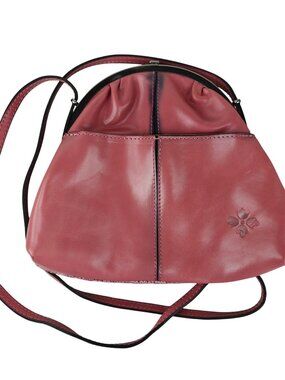 Patricia Nash Silvia Frame Leather & Knit Shoulder Bag Crossbody Purse Old Rose